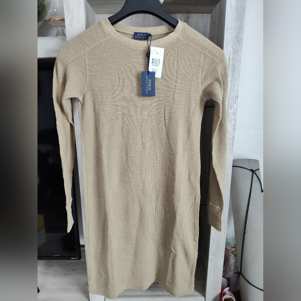 Ralph Lauren Tan Knit Dress SZ XS New With Tags Pit To Pit 18"